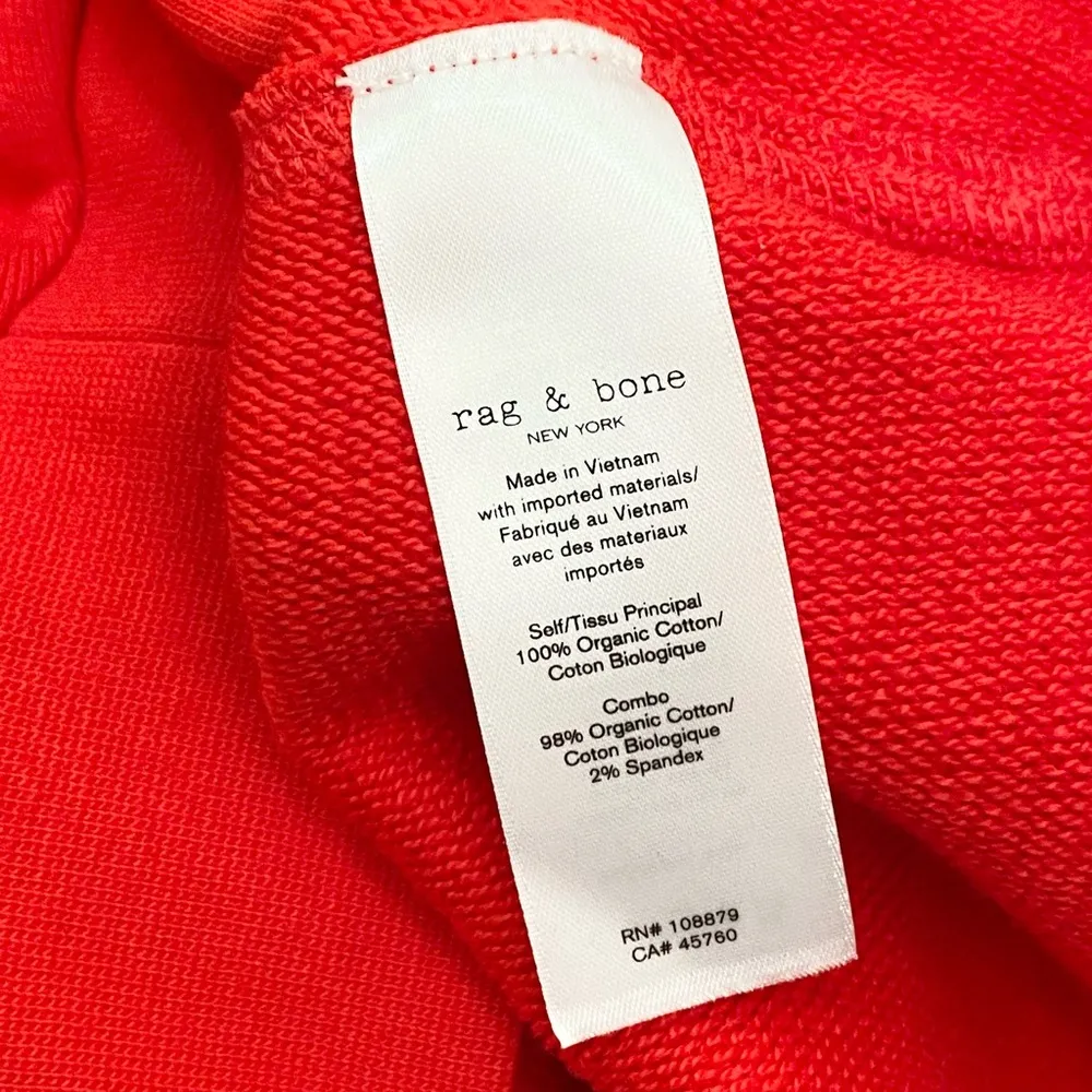 RAG & BONE Battle Red City Terry Organic Cotton Hoodie Sweatshirt Size S - Image 12