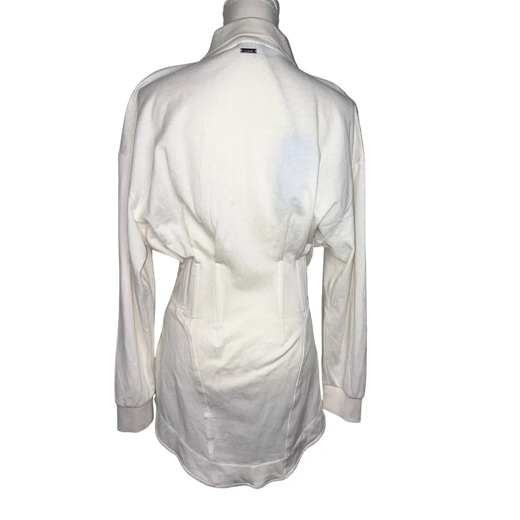 Mugler Long Sleeve Shirt Dress in Snow 38 New Womens Polo Mini White Size undefined - Image 8
