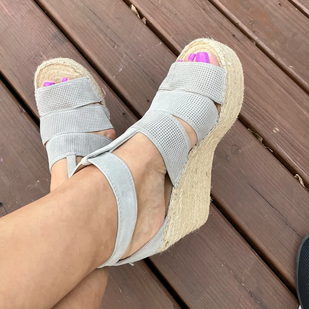 Marc Fisher Womens Mladore Leather Espadrille Platform Wedge Sandals - Image 2