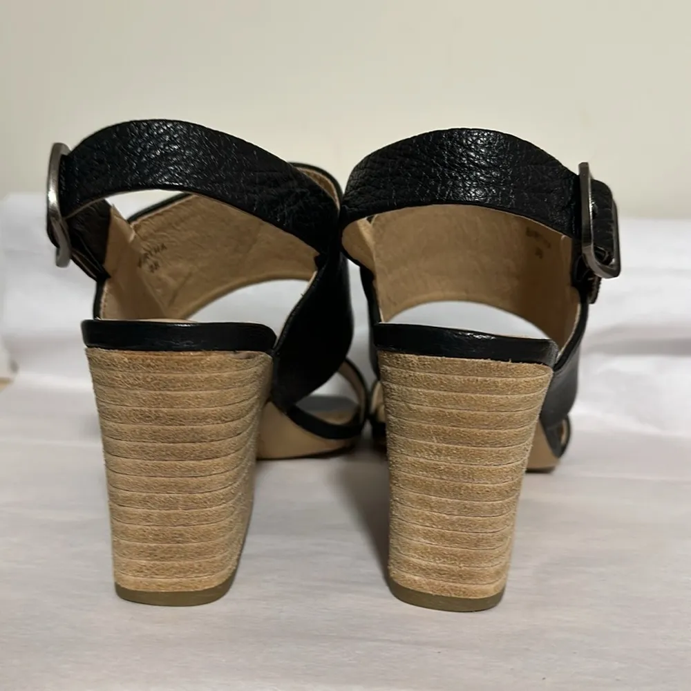 Anthropologie Silent D leather black heel sandals - Image 6