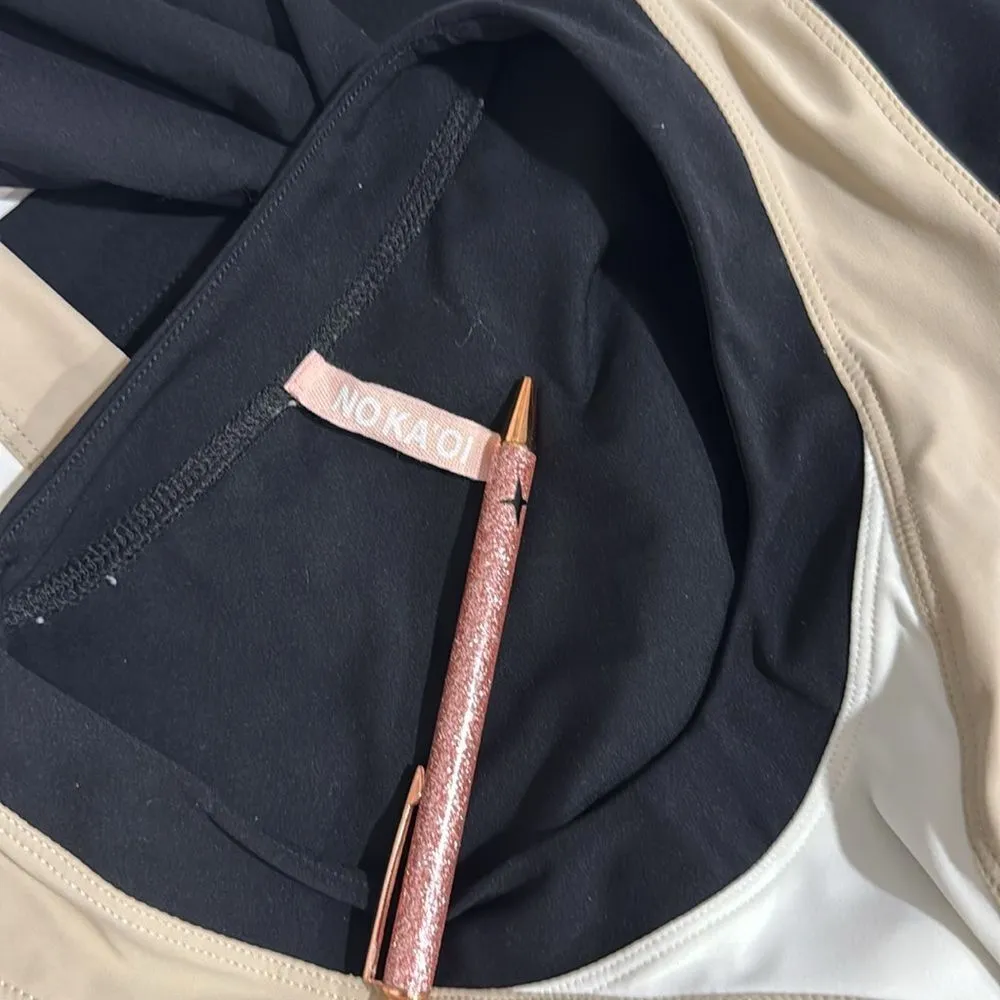 NO KA'OI Asymmetrical Black and White Long Sleeve Blouse Black Size M - Image 4