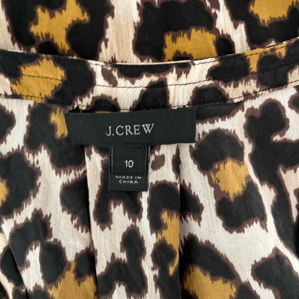 J. Crew Cheetah Print 100% Silk Sleeveless V-Neck Blouse Size 10 - Image 3