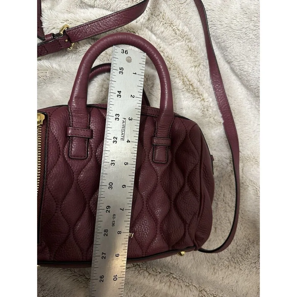 Vera Bradley Mini Marlo Quilted Leather Crossbody Handbag In Claret (wine) EUC - Image 9
