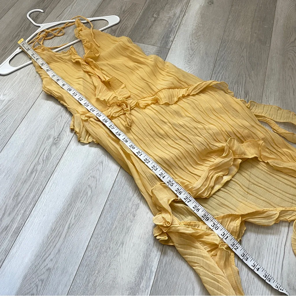 Zara Fairy Dress ruffle crinkle asymmetrical mini womens Yellow medium festival - Image 6