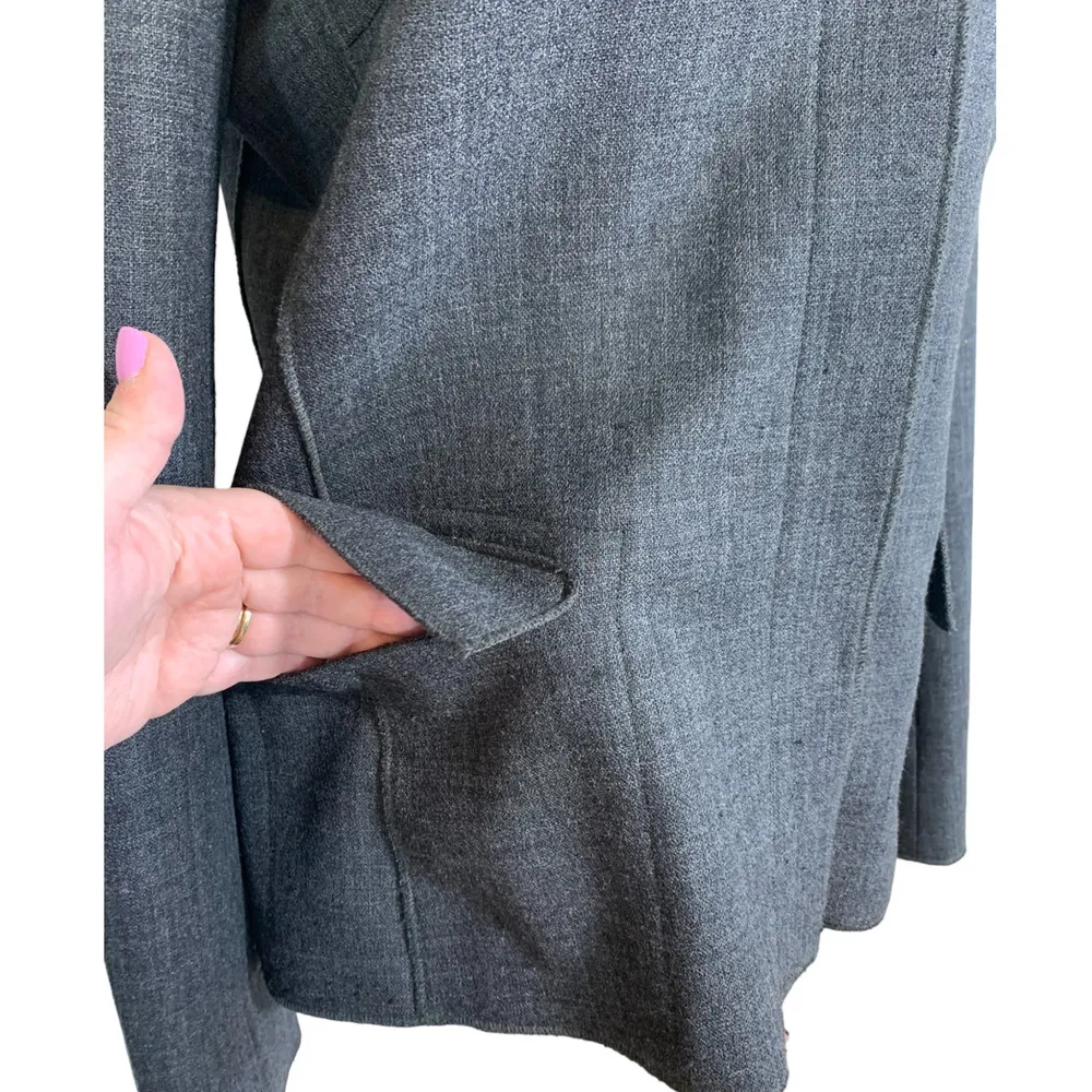 Seventy Virgin Wool Lightweight Heather Blazer Jacket in Charcoal Size Small - Image 6