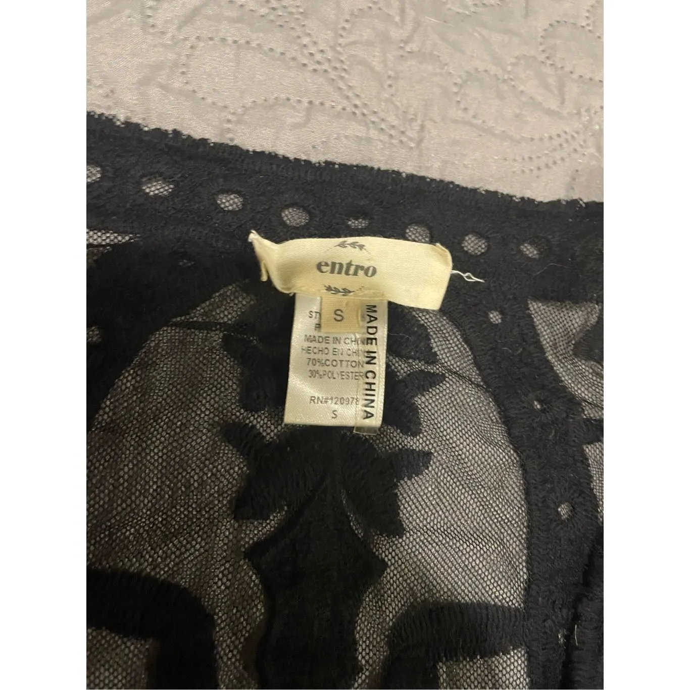 Entro Small Black Sheer Lace Kimono Duster - Image 2