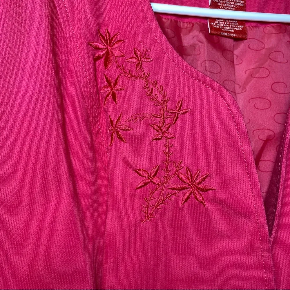 Oscar de la Renta | Vintage Floral Embroidered Single Button Blazer Pink 2XL - Image 4