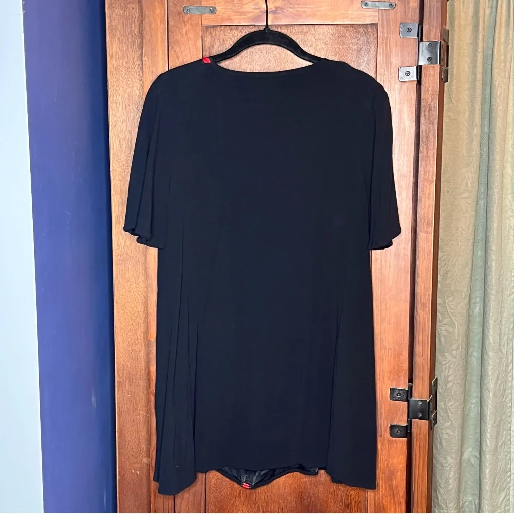 Zara TRF Y2K Whimsygoth Black Swing Mini Dress Red Ribbon Trim Short Sleeve M - Image 3