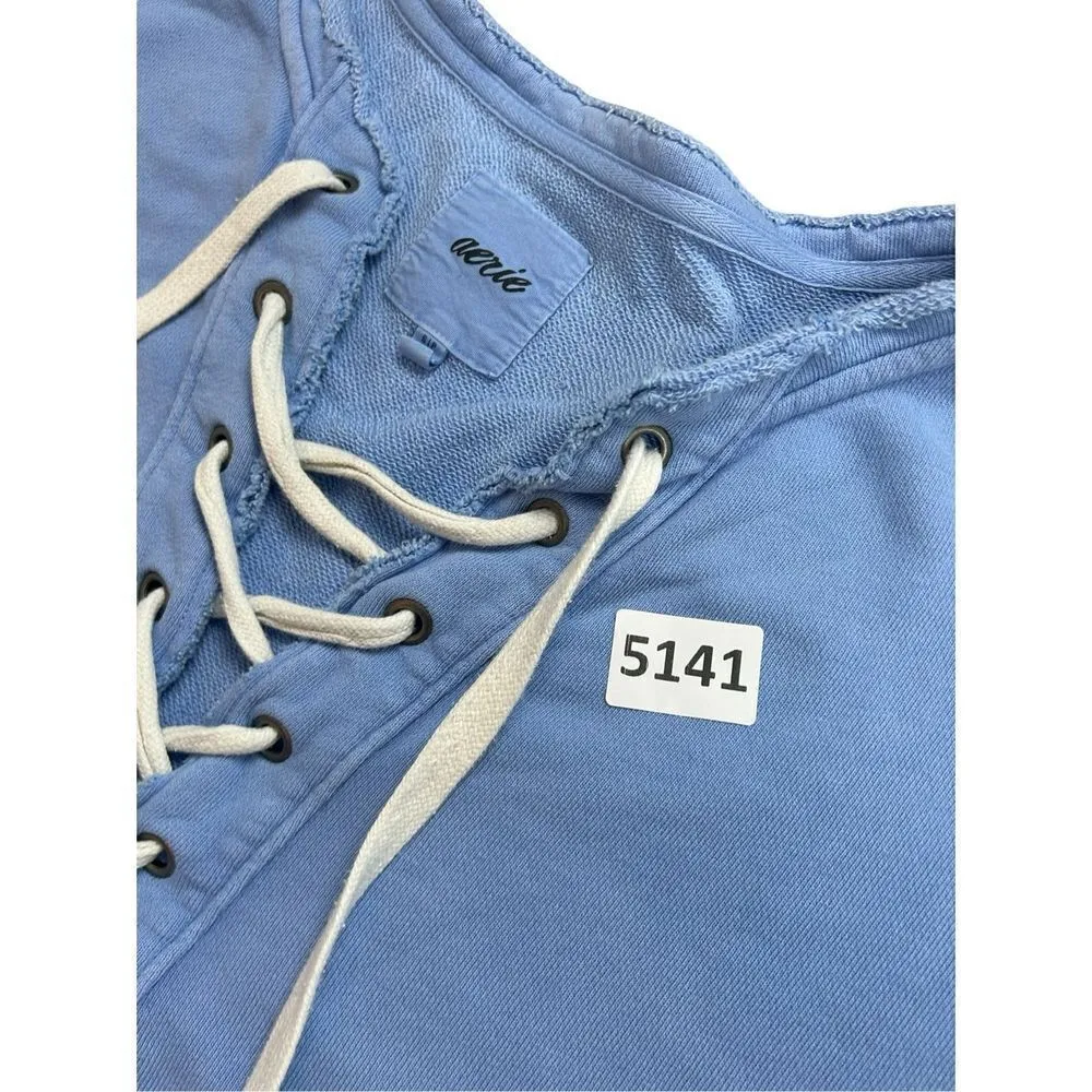 Aerie lace up light blue sweatshirt size small - Image 7