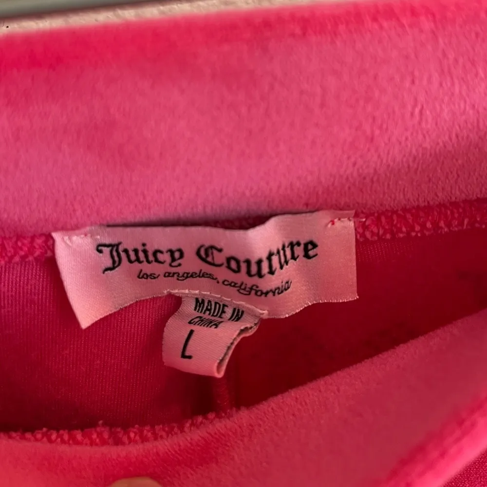 Juicy Couture 2PC Hot Pink Big Bling Velour Track Suit Large Y2K - Image 11