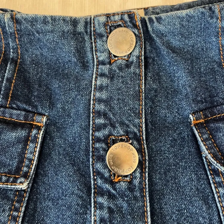 TopShop Moto Denim Button‎ Front Mini Skirt - Image 4