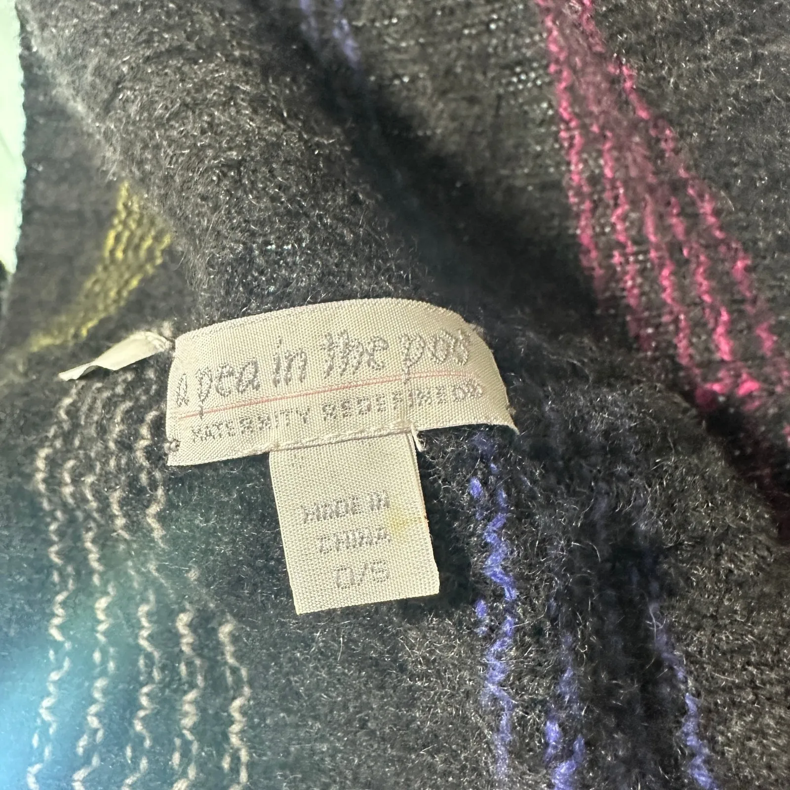 A Pea in the Pod Black Knit Infinity Scarf Multicolor Stripe Soft Winter - Image 4