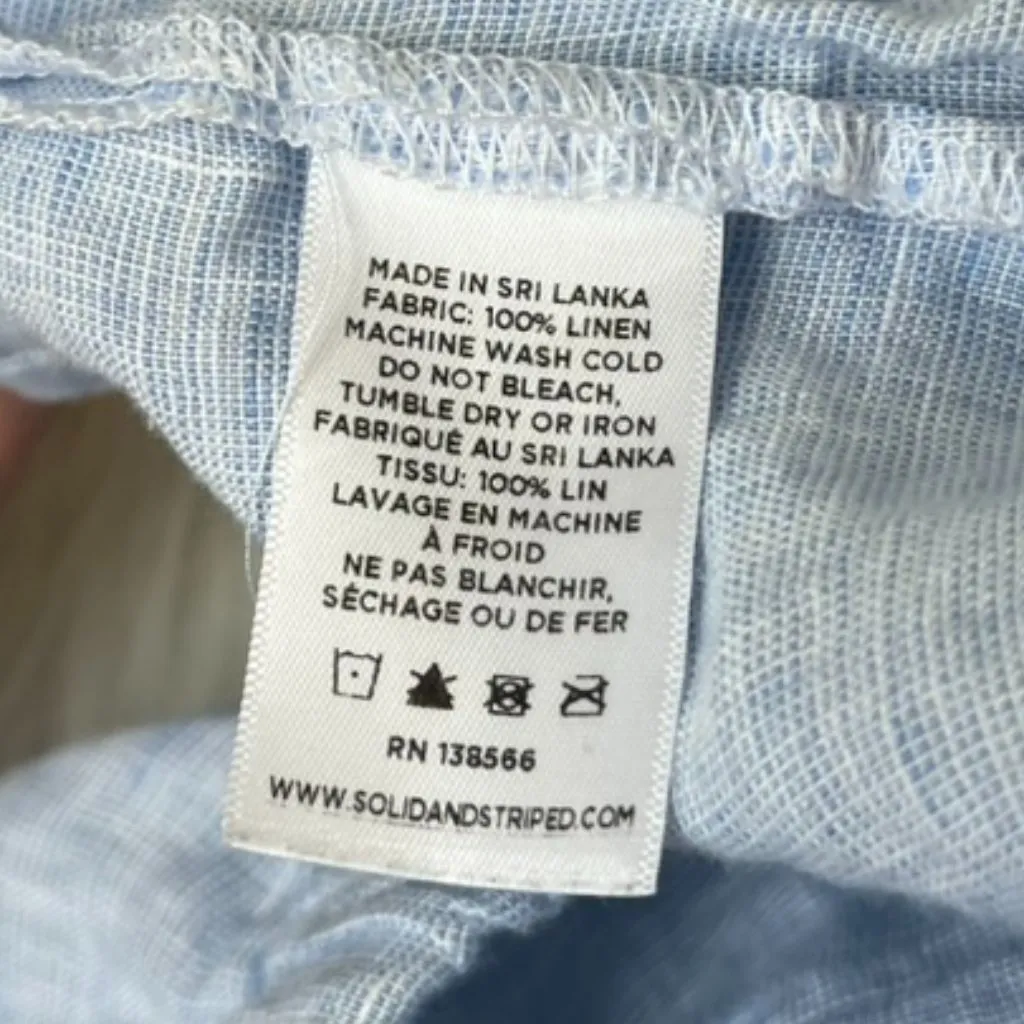 Solid & Striped Blue Linen Pajama Shorts Women's Small - Image 4