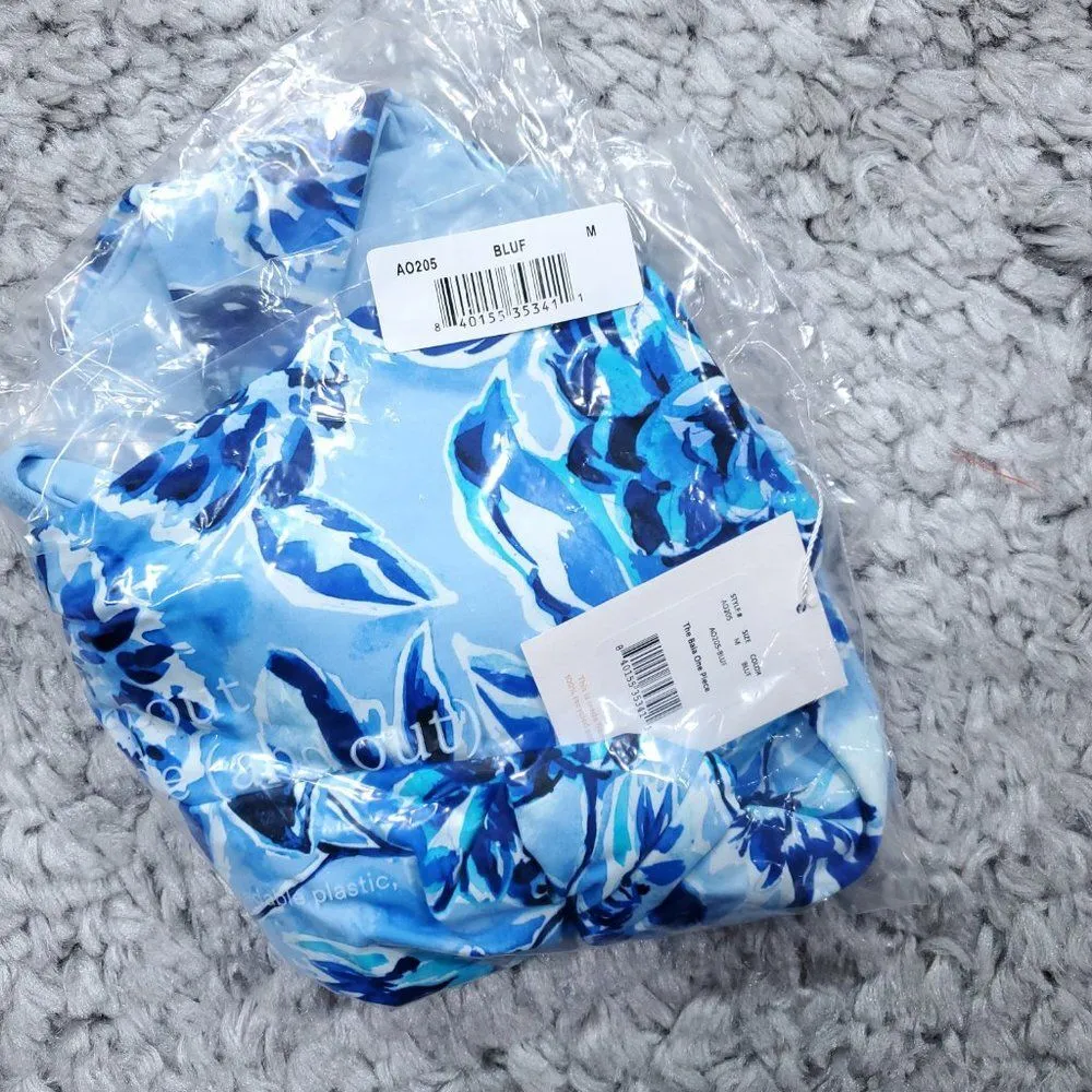 Andie Swim Blue Floral Baia One Piece Swimsuit Size Medium - Image 6