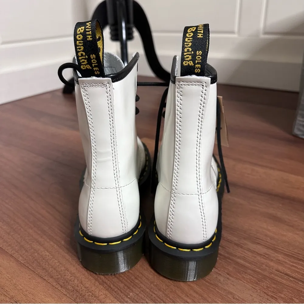 White Dr. Martens 1460 high top leather ankle boots - Image 5