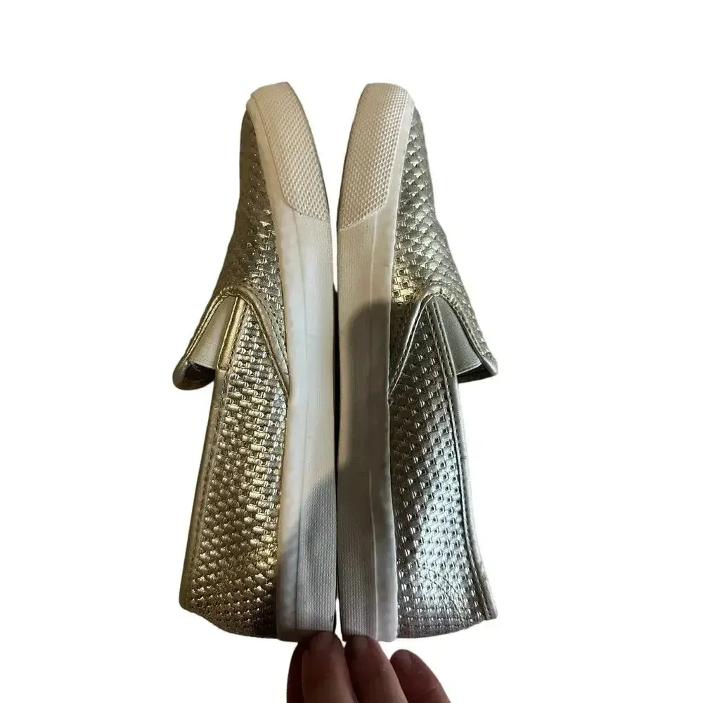 Sperry Slip On Sneakers Women's Size 9 Metallic Pewter Woven Shoes Trendy Casual - Image 5