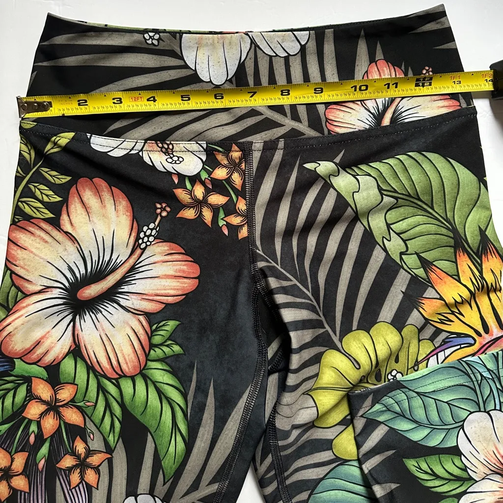 EAGLE ROCK WERKSHOP Women's Legging Size S Floral Night Full Length Triathlon Green - Image 7