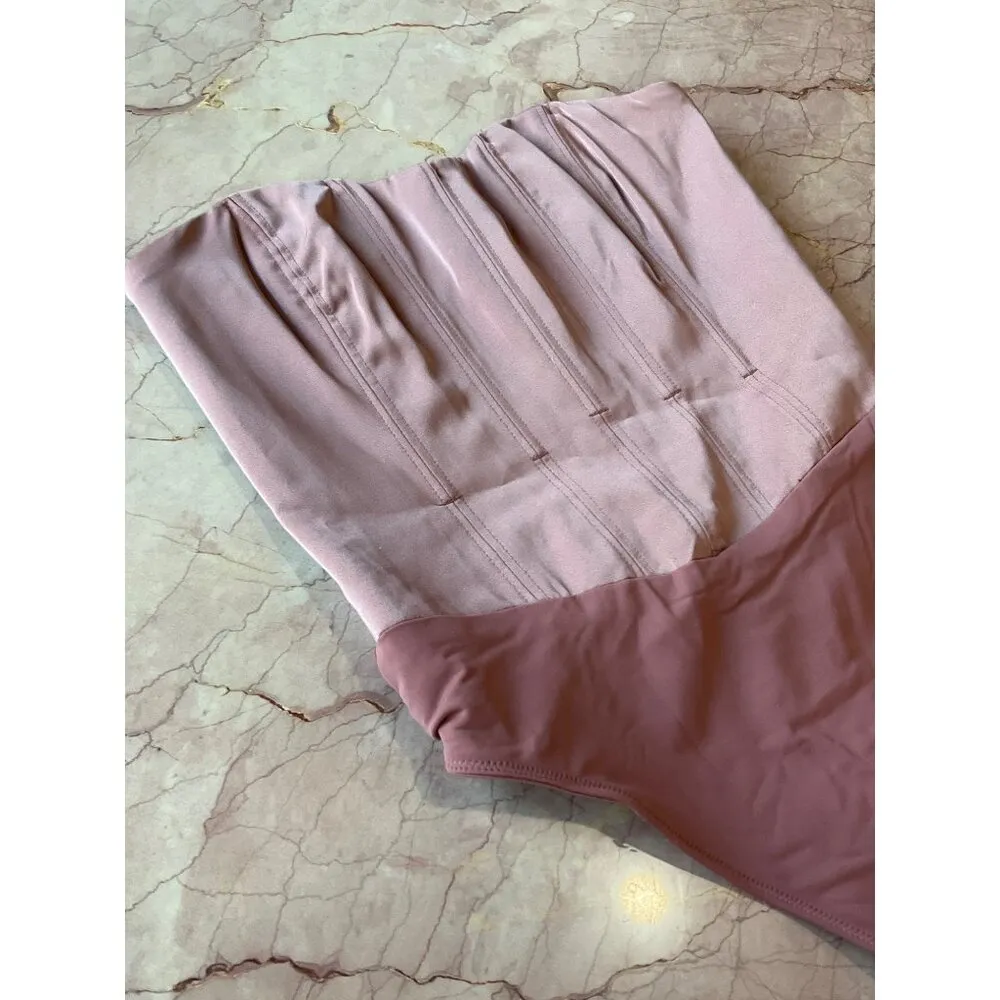 NBD Faerie Bodysuit in Brown in XXSmall New Strapless Satin Top - Image 5