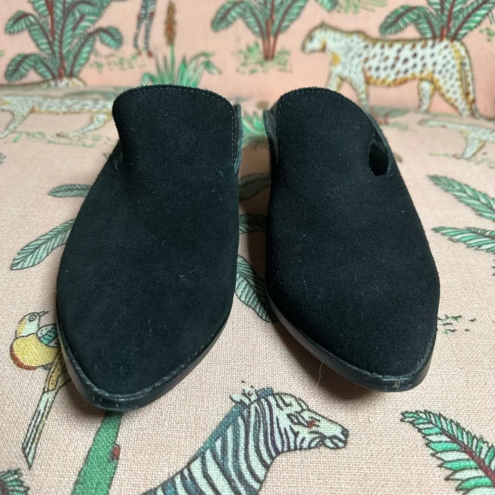 Chinese Laundry Black Suede Almond Tip Slip On Marnie Mules Women’s Loafers - Image 3