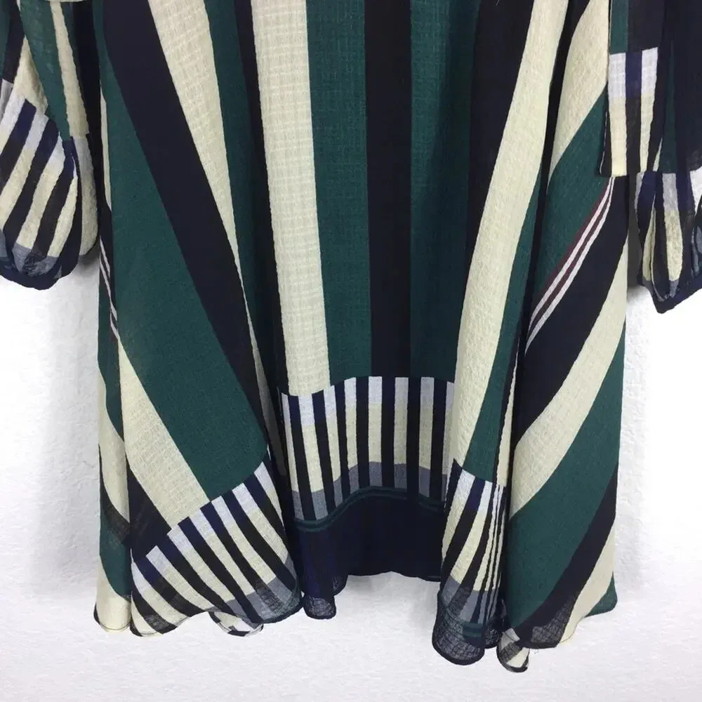 Anthropologie Sunday In Brooklyn Leger Green Stripe Long Sleeve Mini Dress XS - Image 10