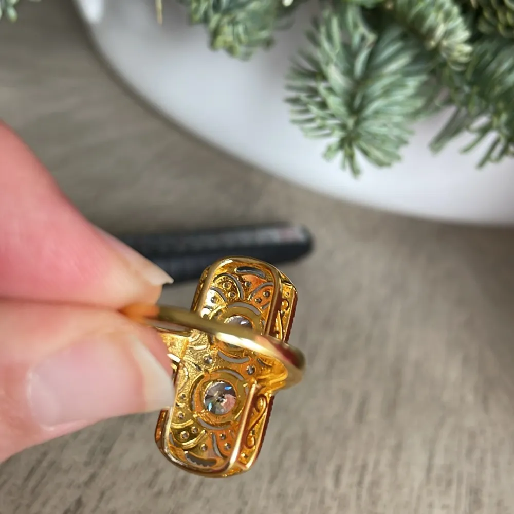 White Sapphire Art Deco style ring Silver - Image 6