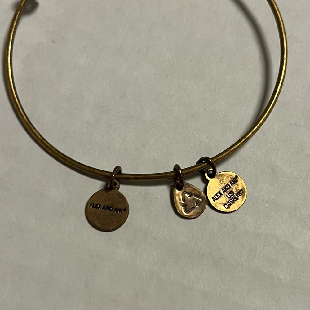 Alex and Ani Anchor Bangle Adjustable in Gold Color GUC - Image 5