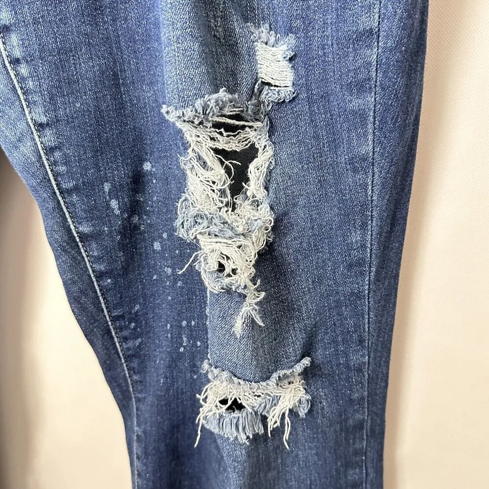 Judy Blue Jeans Womens 18W Distressed Bleach Splatter Boyfriend Fit Denim - Image 4
