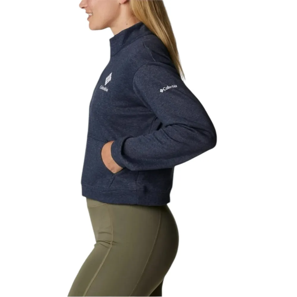 Columbia Navy Blue Heather Trek French Terry Cropped 1/2 Zip Cropped Sweatshirt - Image 4