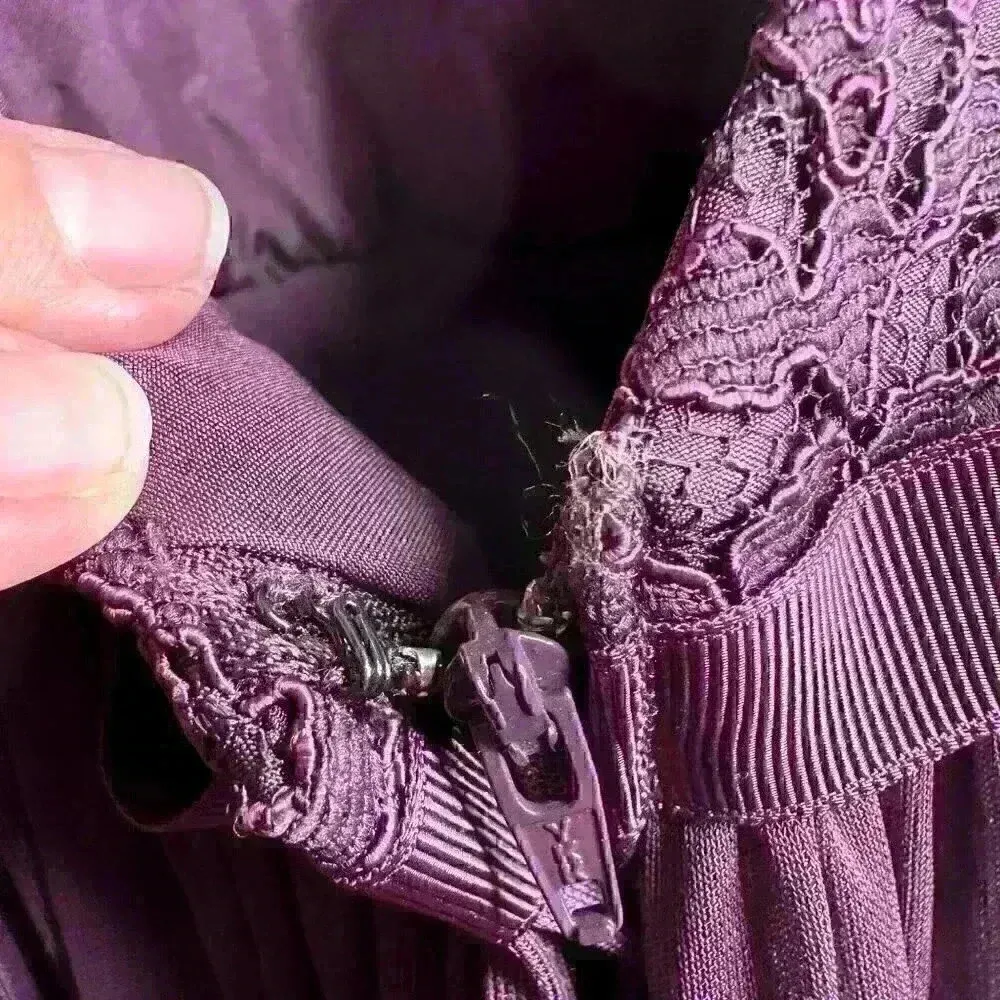 NWT David's Bridal F19608 Plum Long Lace Mesh High Neck Sz 2 - Image 9