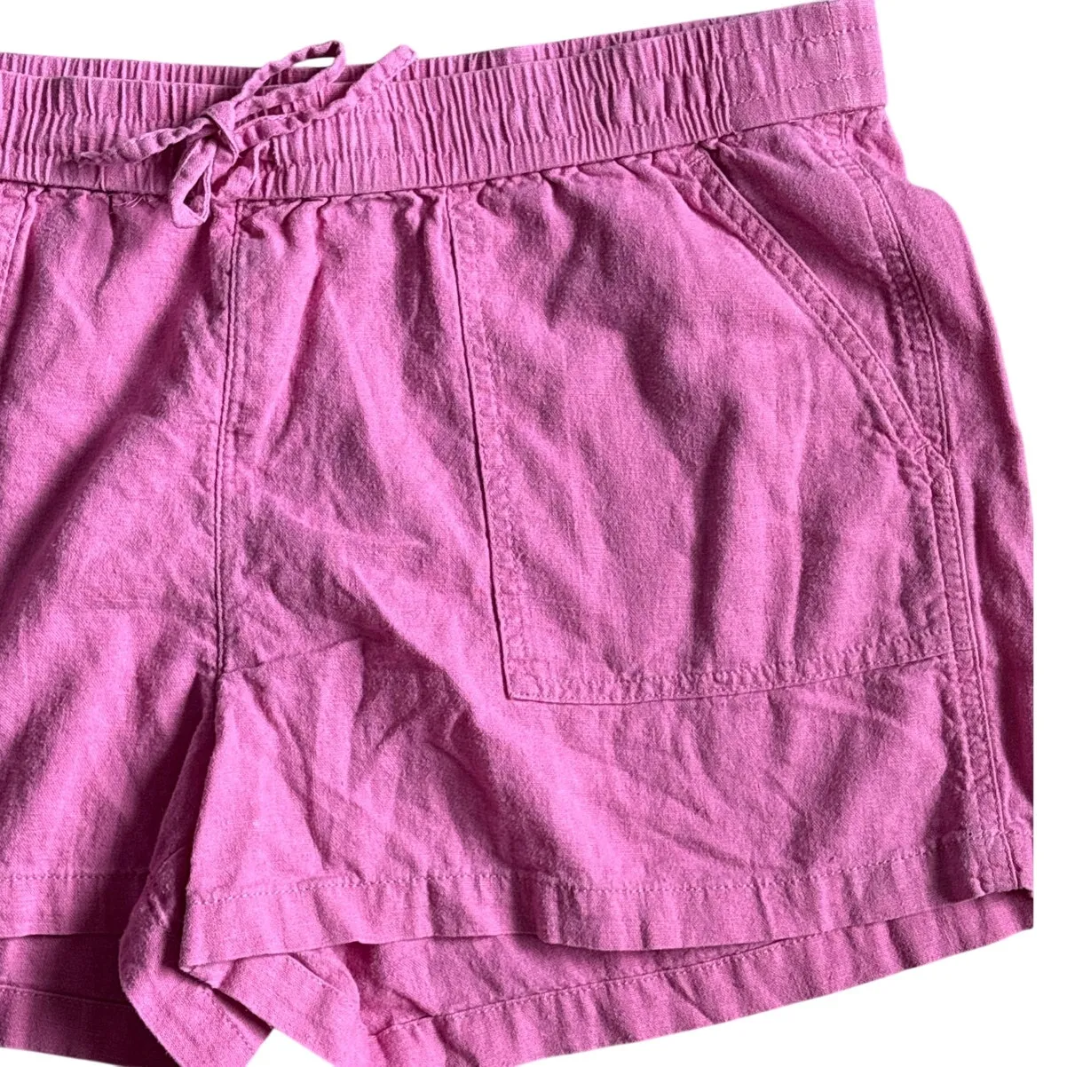 J. Crew Drawstring Waist  Pockets Linen Blend Pink Shorts Size Medium‎ - Image 5