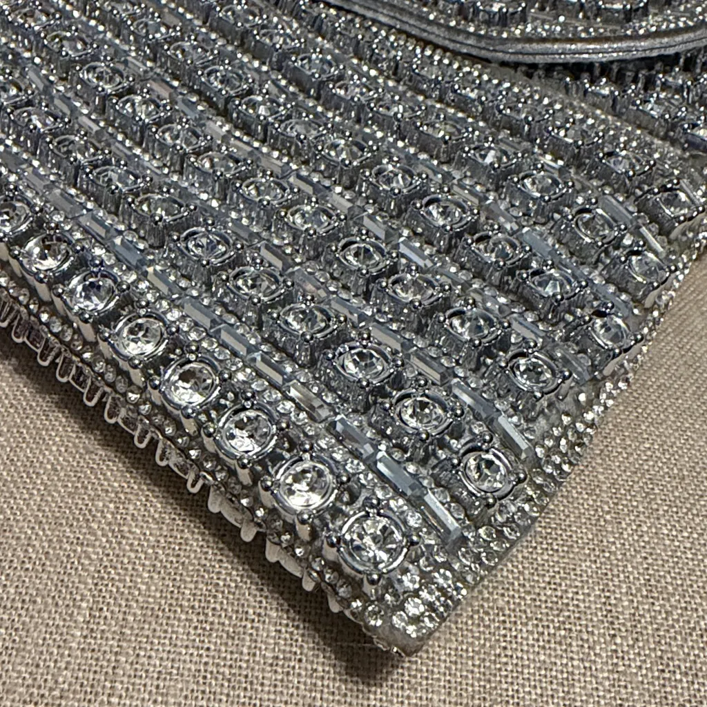Most Wanted Silver Jeweled Clutch Bag - Image 6