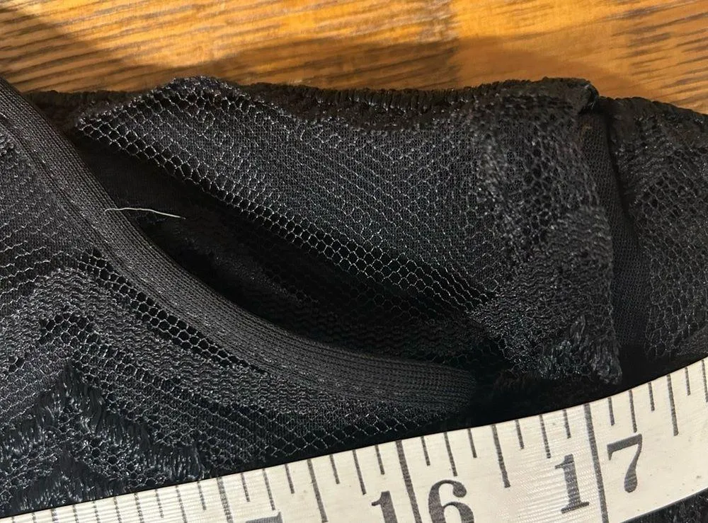 Vintage FM Lingerie Sheer Black Lace Gown w/ Spaghetti Straps and Side Slit - Image 5