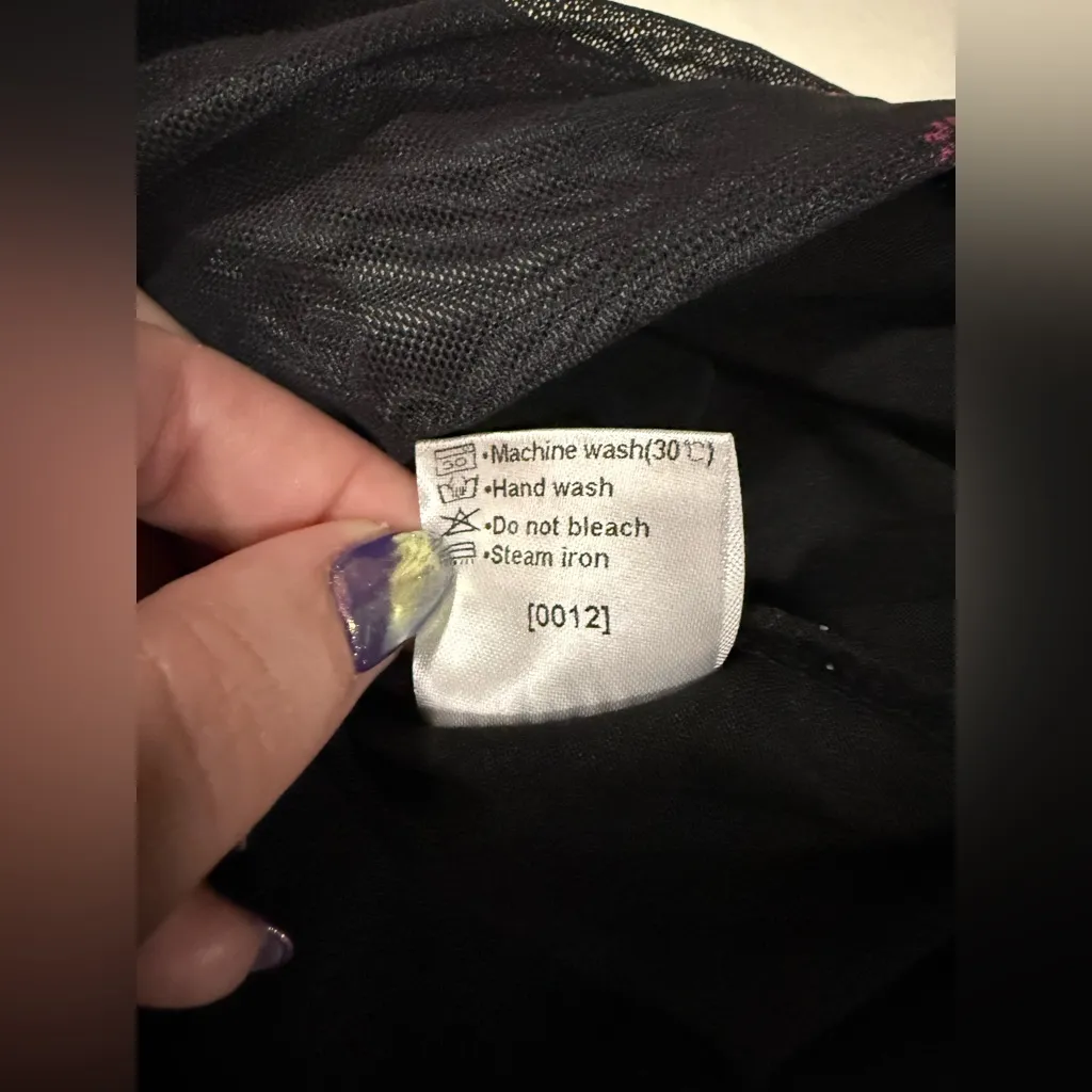 Merokeety Black and Pink Floral Ruched One Shoulder Mini Dress Small - Image 6