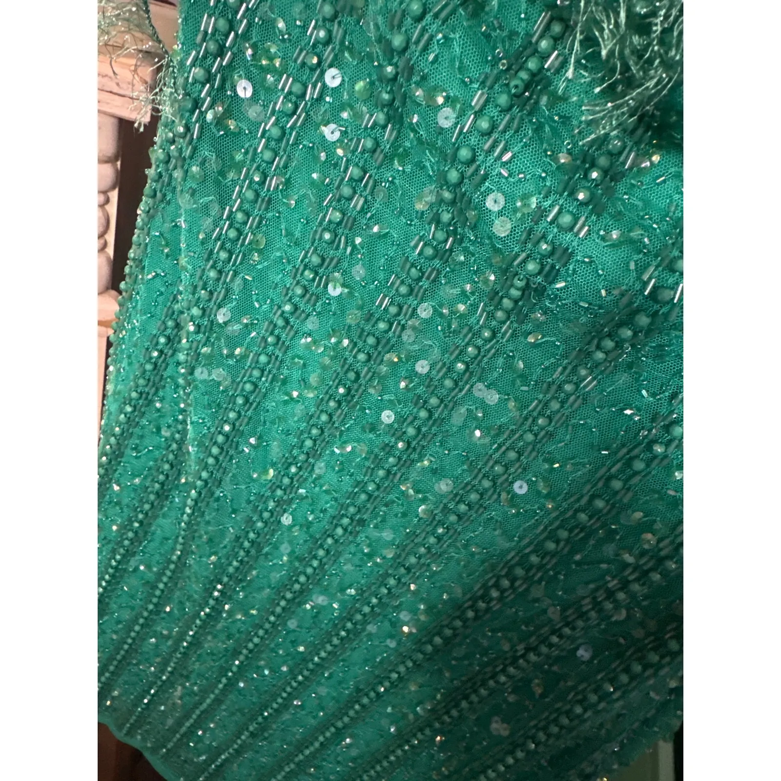 ASOS LUXE one shoulder faux feather sequin beaded mini dress - Image 5