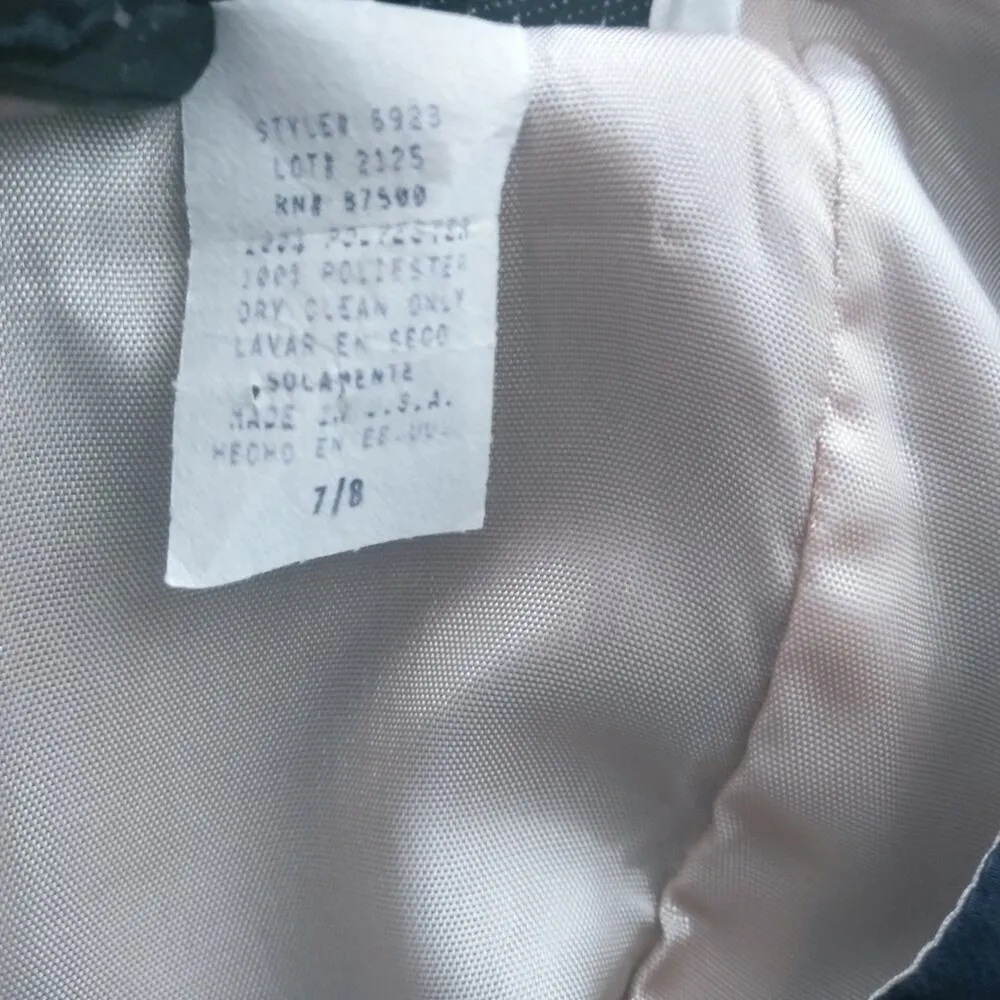 Alyn Paige Vintage Blue Dress Velour Floral Pattern Size 7/8 - Image 9