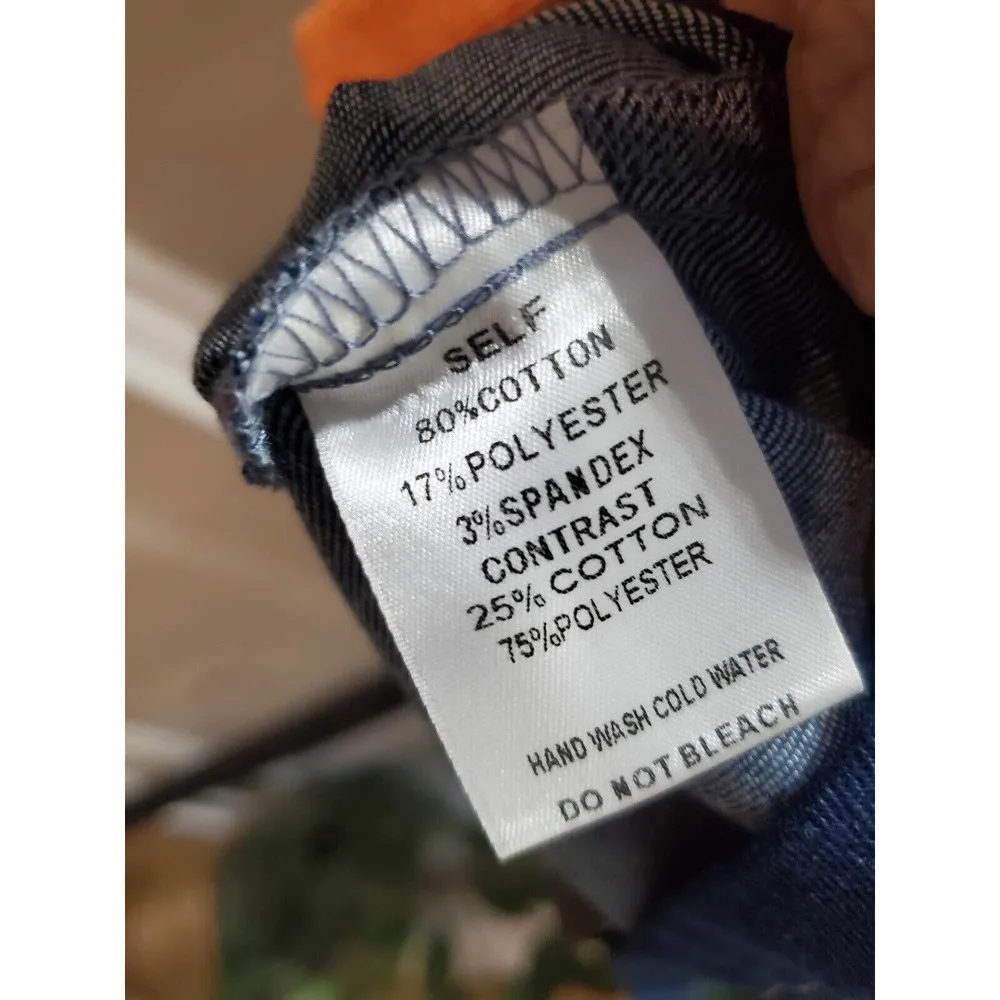 Miss 8 Women's Brown & Blue Cotton Mock Neck Long Sleeve Knee Length Dress S - Image 6