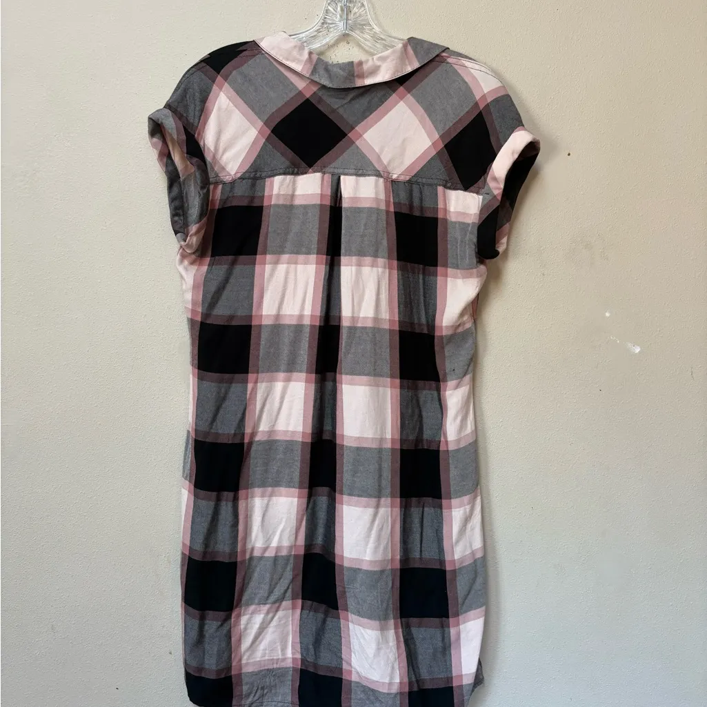 Plaid Tunic Shirt Dress Pink Gray – Rock & Republic Small - Image 7