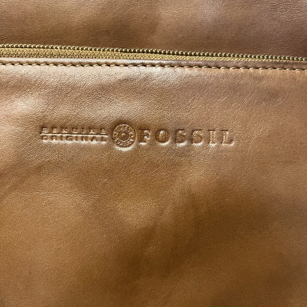 Vintage Fossil Purse Genuine Original Leather Brown Tan Classic Crossbody Bag - Image 2