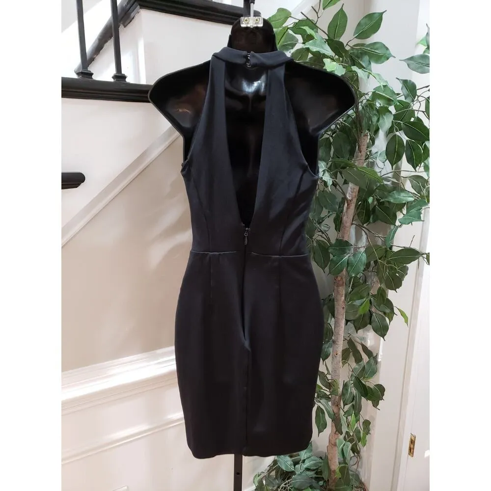Bebe Womens Black Lace Up Front Halter Neck Back Zip Bodycon Dress Size S - Image 6