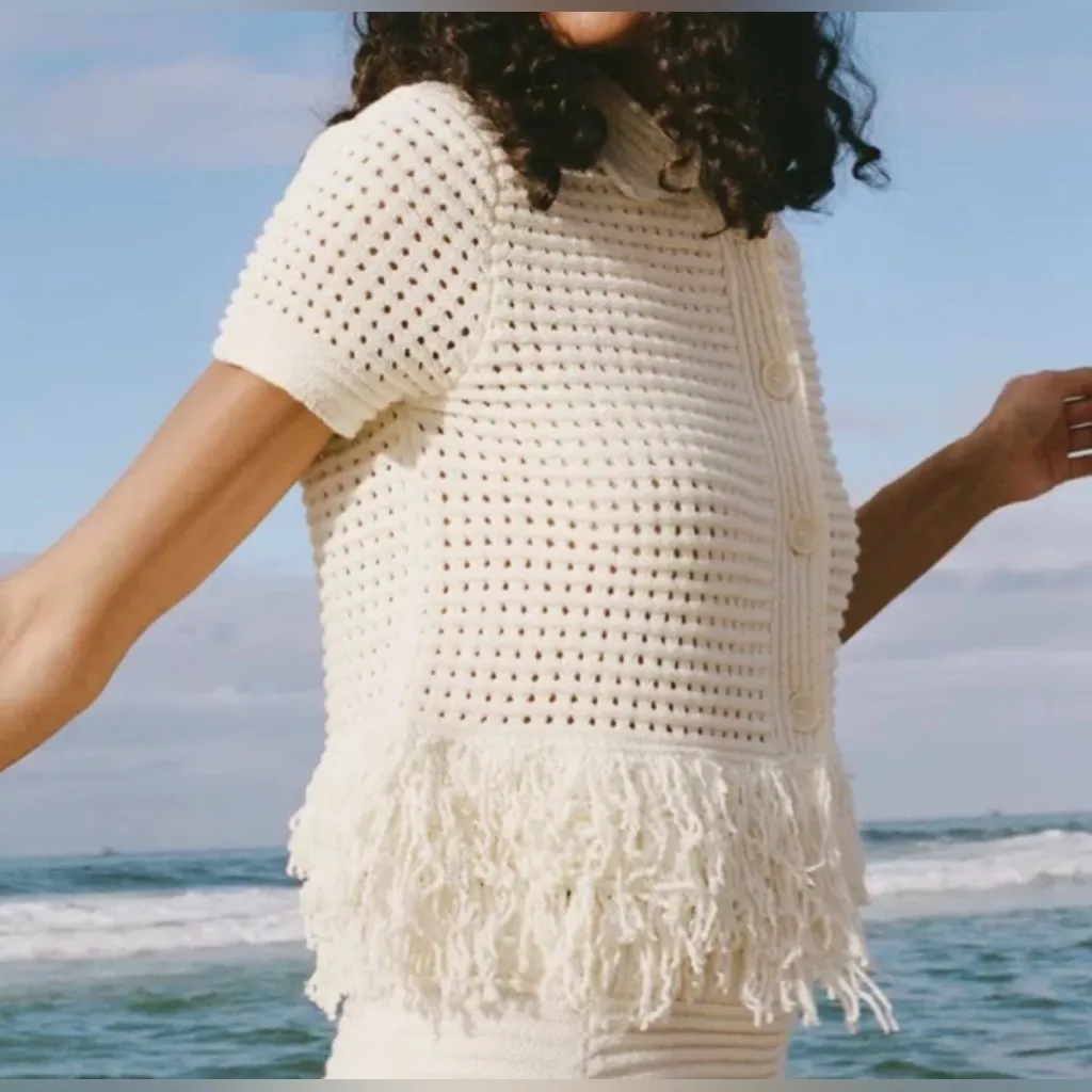 Zara fringed check knit top - Image 4