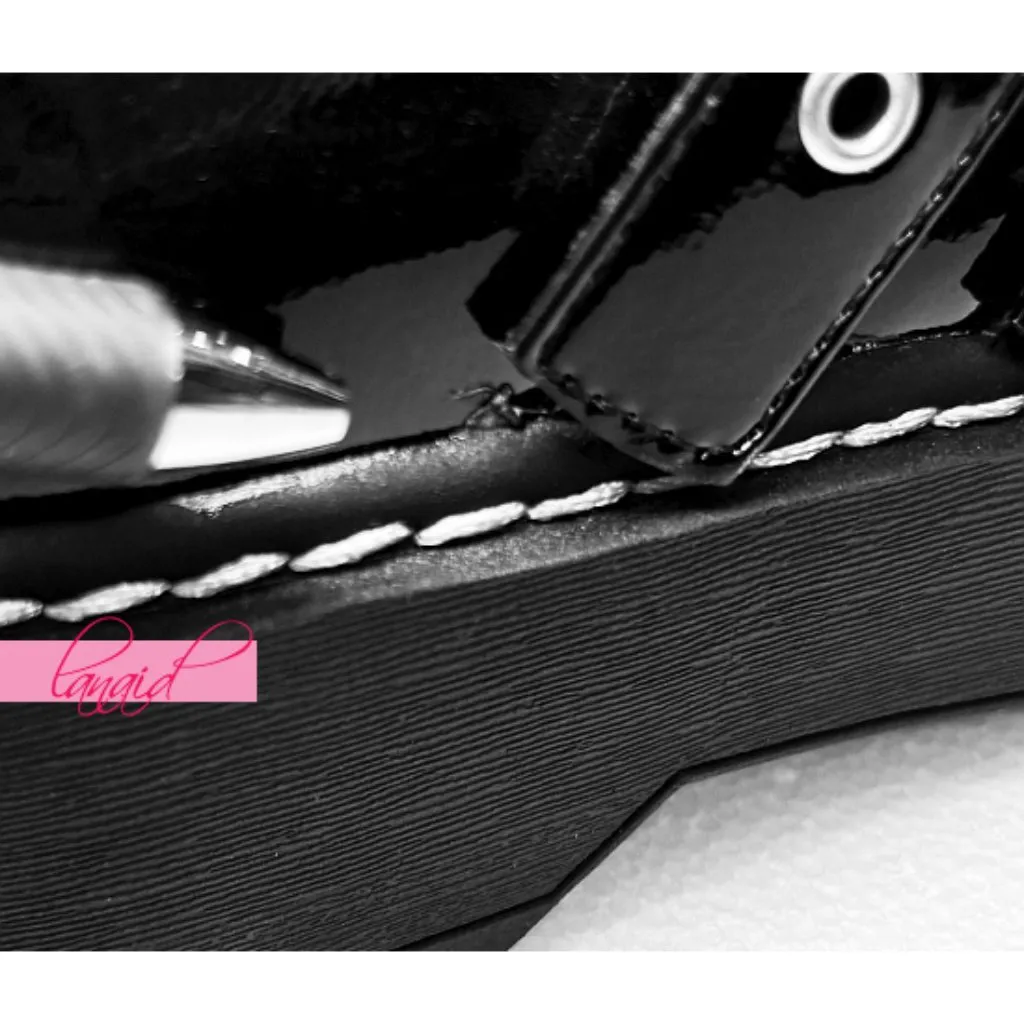 Torrid Double Strap Mary Jane Black Patent Faux Leather Edgy Chunky Lug Sole 6.5 - Image 9