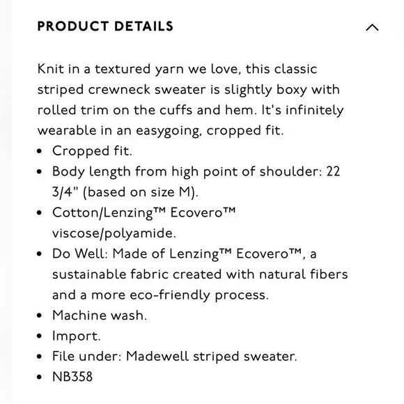 Madewell Seagrove Pullover Sweater Extra Small Navy‎ and Natural Stripe C… - Image 7