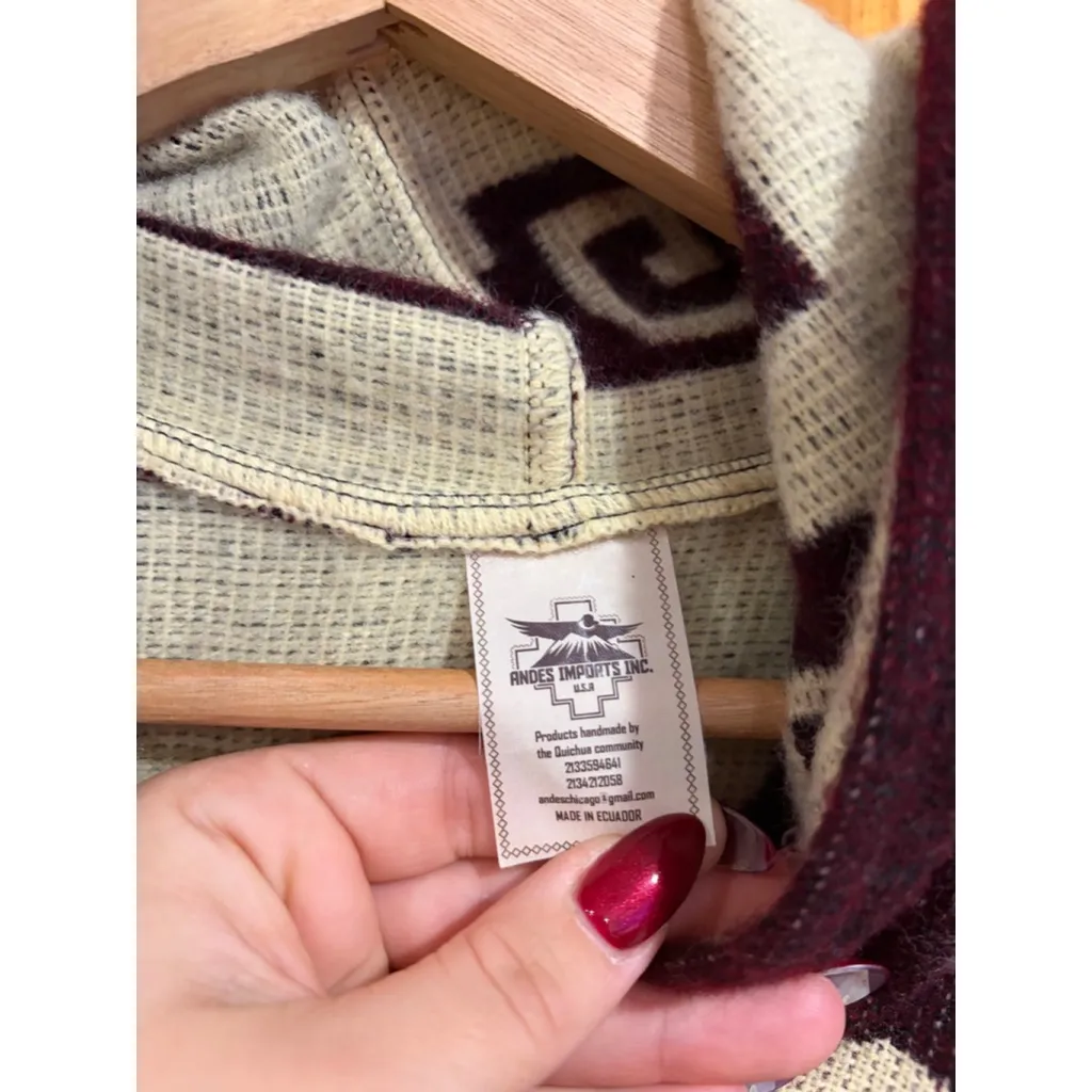 Andes Imports Aztec Inca Calendar Poncho Cape Woven Fringe Ecuador Boho Size undefined - Image 5