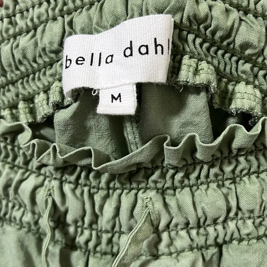 Bella Dahl Smocked Waist Wide Leg Tencel Pants M Sage Green - Image 2