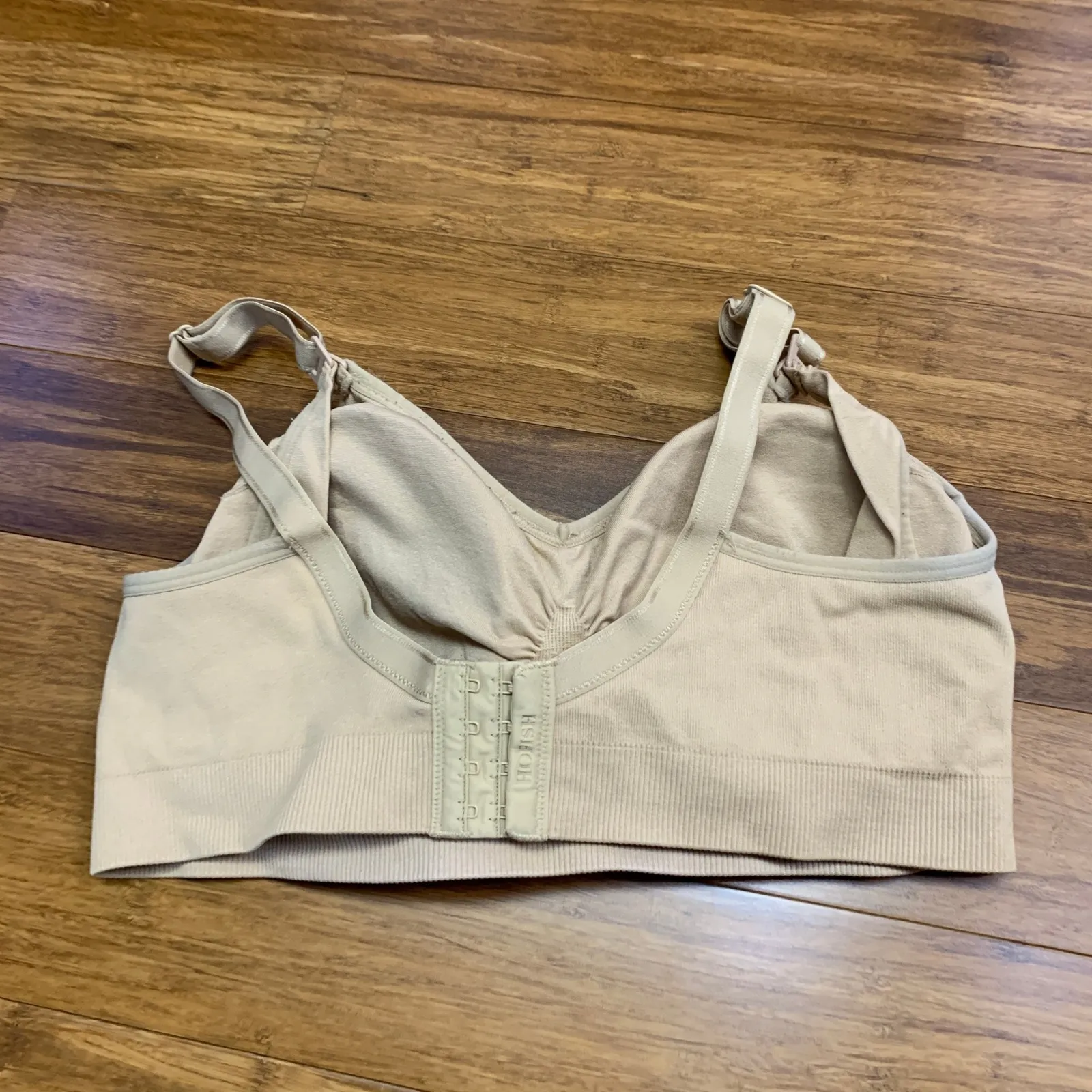 Hofish Nursing Bra Womens Size XL Beige Sleep Maternity Wireless Comfort Padded Tan - Image 2