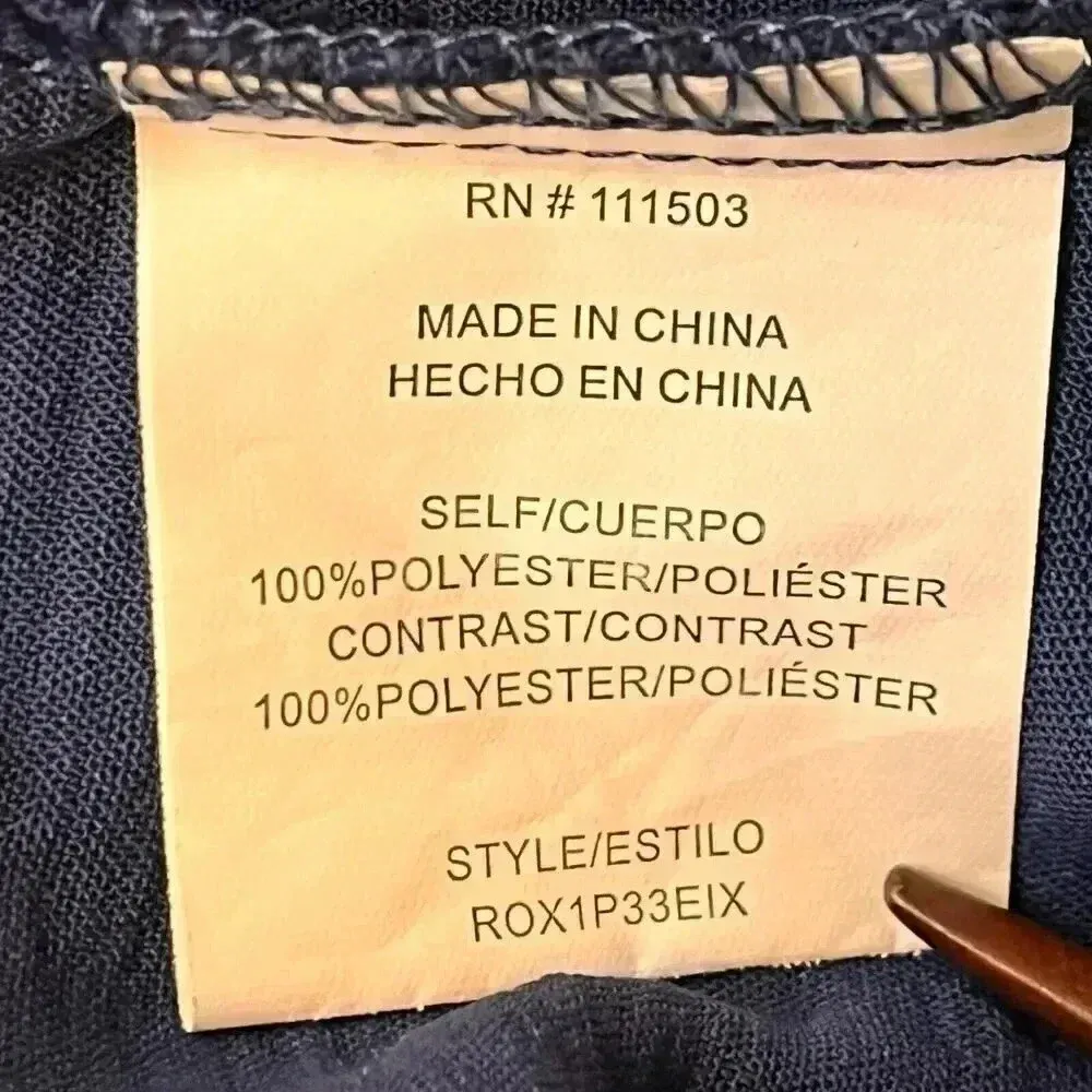 Fig & Flower Women’s Navy Floral Embroidered Long Sleeve Bohemian Blouse 2X‎ Blue - Image 5