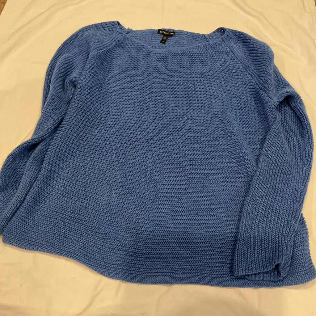 Eileen Fisher  Vibrant Blue Crew Neck Sweater - Image 3