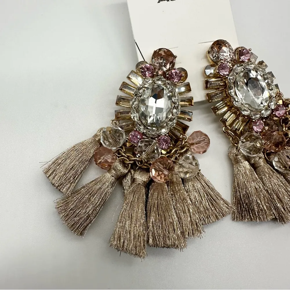 ALDO Gold Brown and Pink Fashion Tassel Earrings Brand New - Image 5