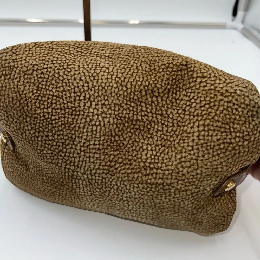 BORBONESE Pouch Redwall Quail Pattern Suede x Leather - Image 9