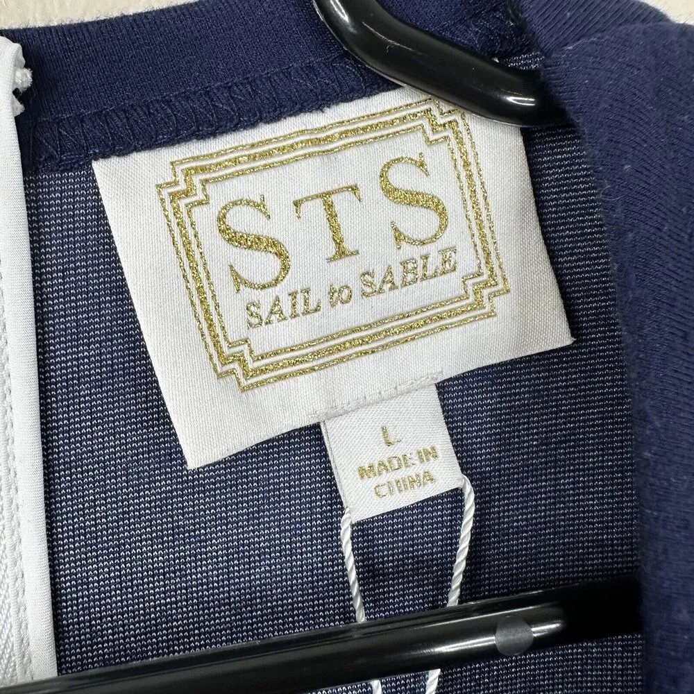 NEW Sail To Sable STS Dress Large Short Sleeve Navy White Stripe Nautical Shift - Image 9